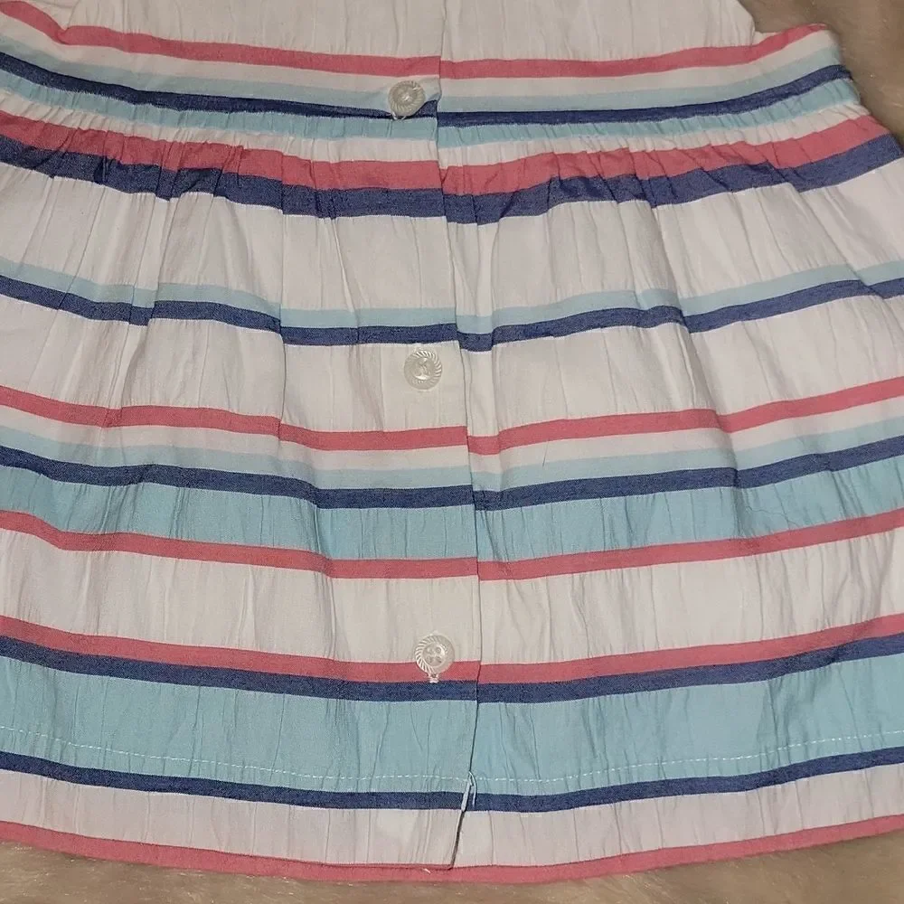 JANIE AND JACK BLUE, CORAL AND WHITE STRIPED SLEEVELESS TOP, SIZE 2T